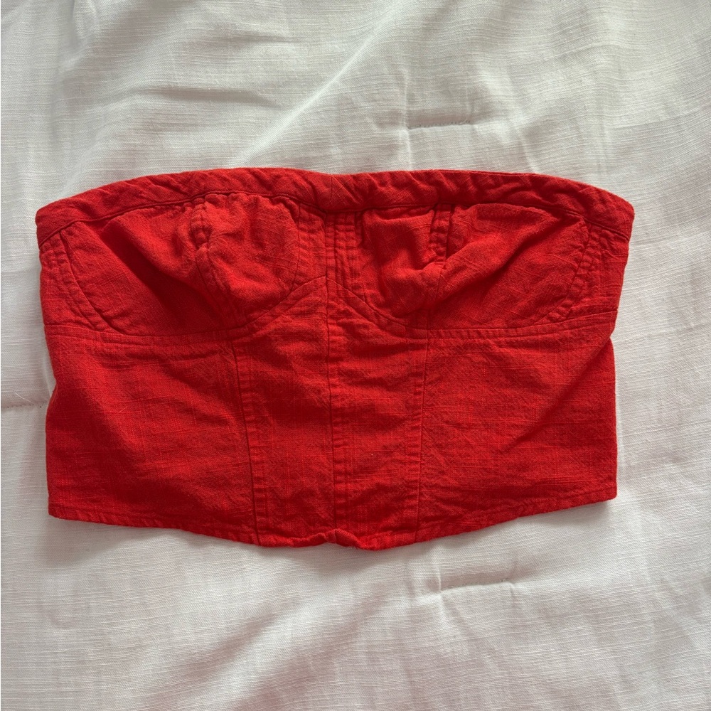 Free people orange linen tube top